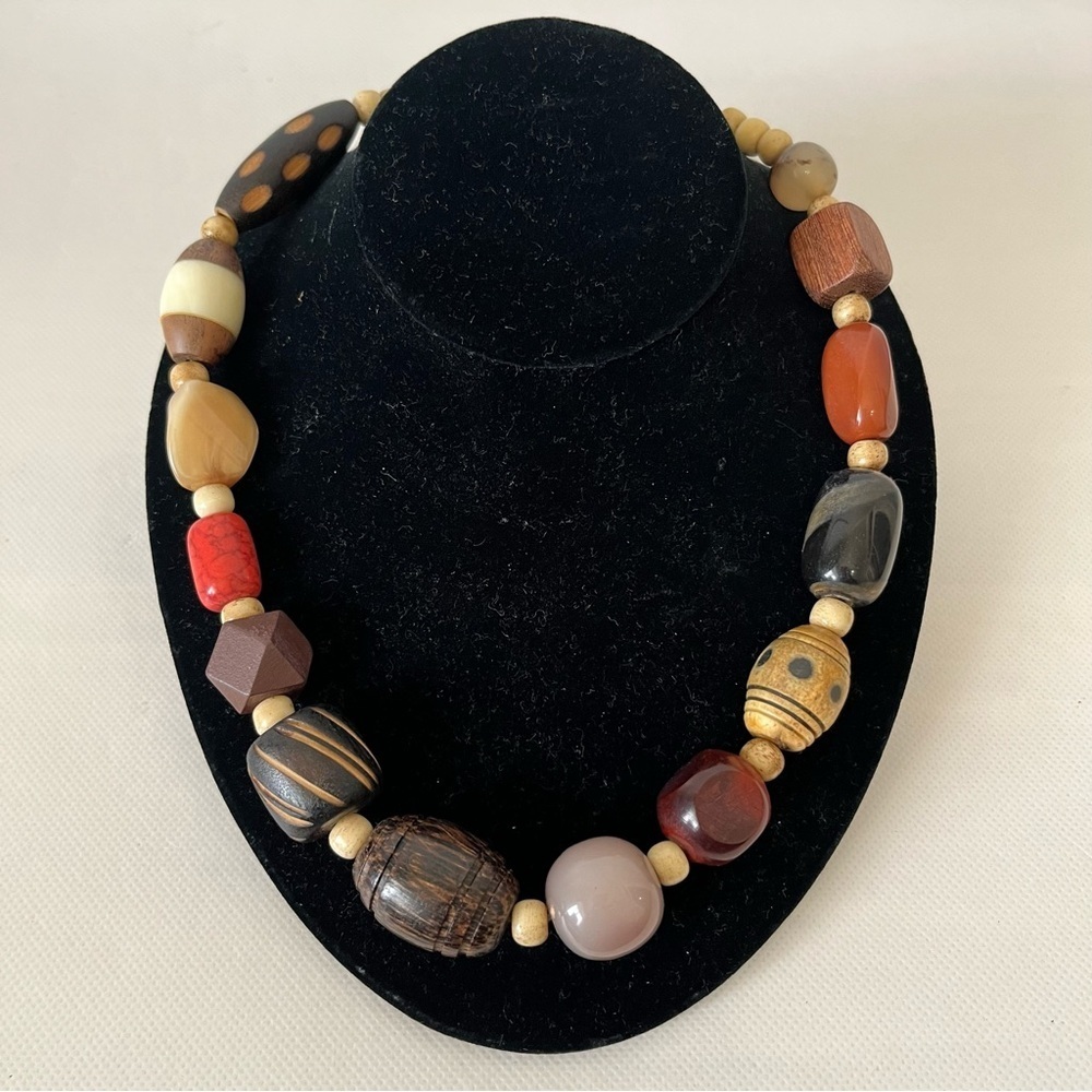 Chico’s Chunky Wood Beads Statement Necklace